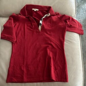 Burberry Red Short Sleeve Polo Shirt